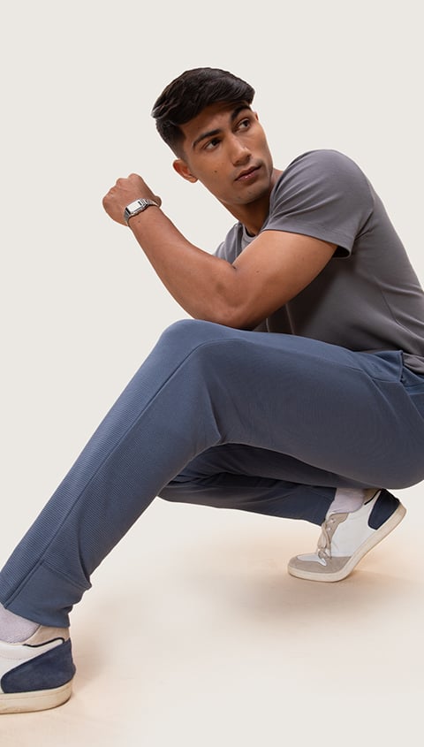 Damensch Statement Textured Jogger Tracks Honour Blue