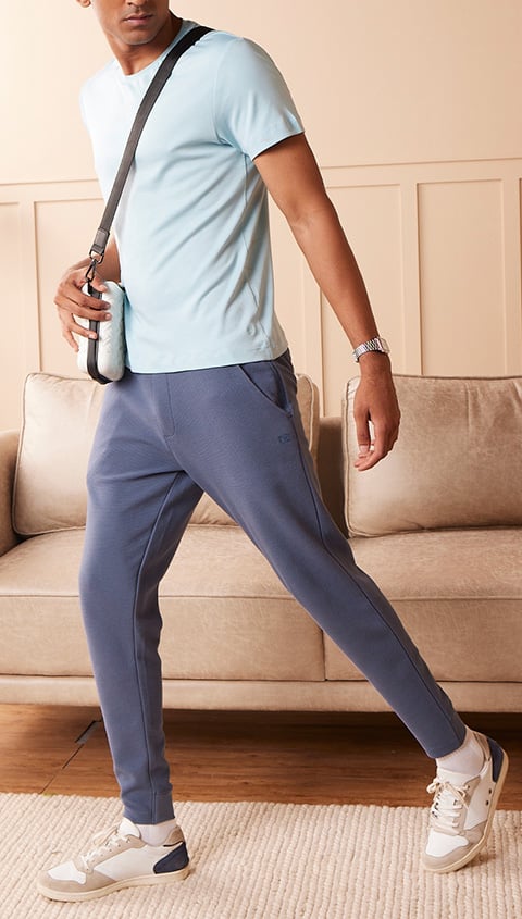 Damensch Statement Textured Jogger Tracks Honour Blue