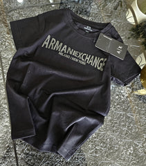 Classic Black Armani Exchange Style Kids T-Shirt | Milano New York Print | Unisex Cotton Tee