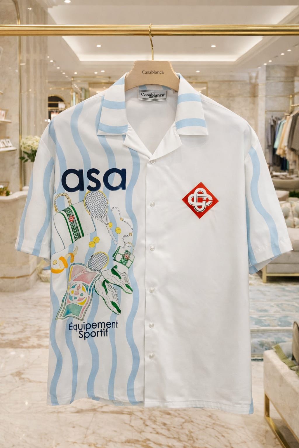 Men's Casa-blanca Inspired Graphic Party Shirts - Designer Cuban Collar Button-Down - White
