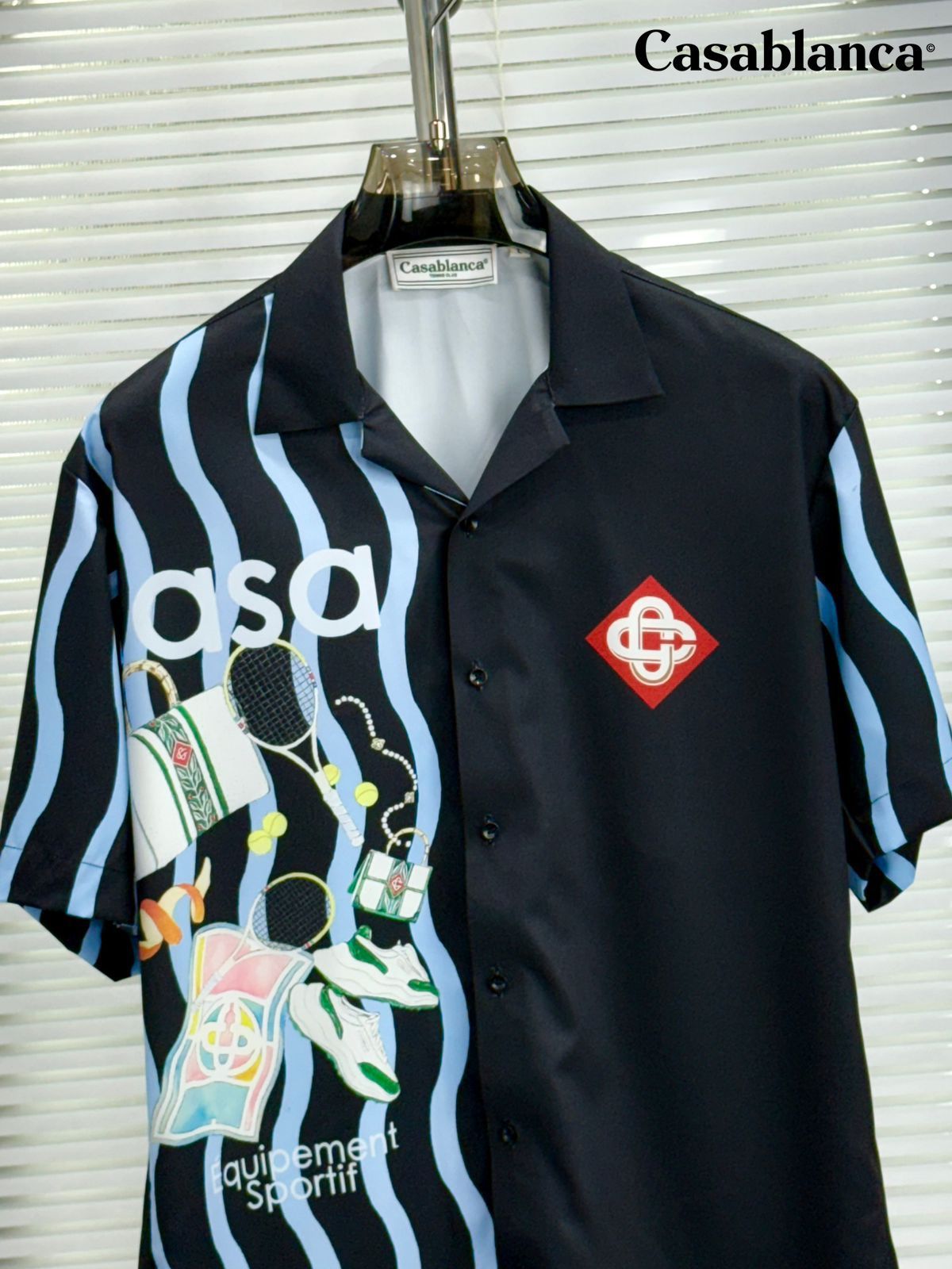 Men's Casa-blanca Inspired Graphic Party Shirts - Designer Cuban Collar Button-Down - Black